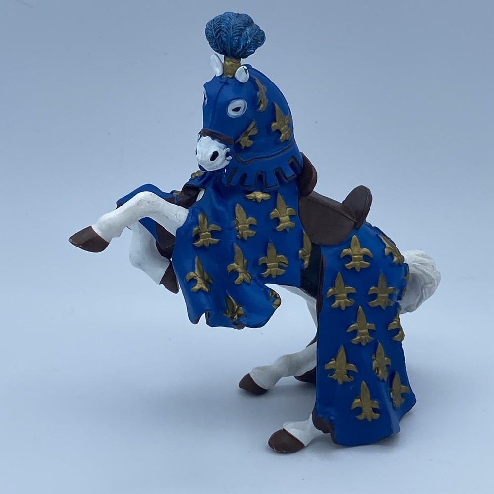 Papo Blue Knight Prince Philip Horse 2005 Figure Medieval Stallion fleur-de-lis